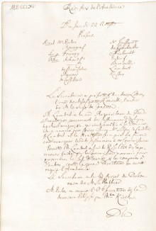 Scan des Originalprotokolls vom 22. August 1765